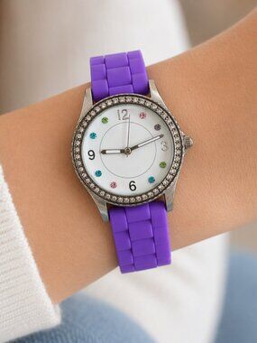 Geneva Light Purple Silicone Watch – Rhinestone Bezel – Like New!